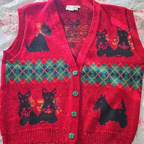 Vintage Sweater Loft Red Scottie  Pattern Sweater Vest! - Picture 1 of 11